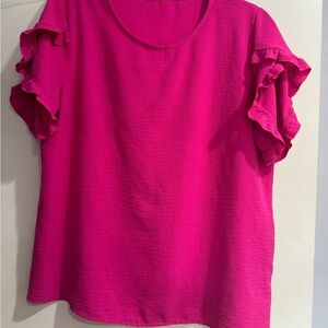 SHEIN Fuchsia Ruffle Sleeve Blouse